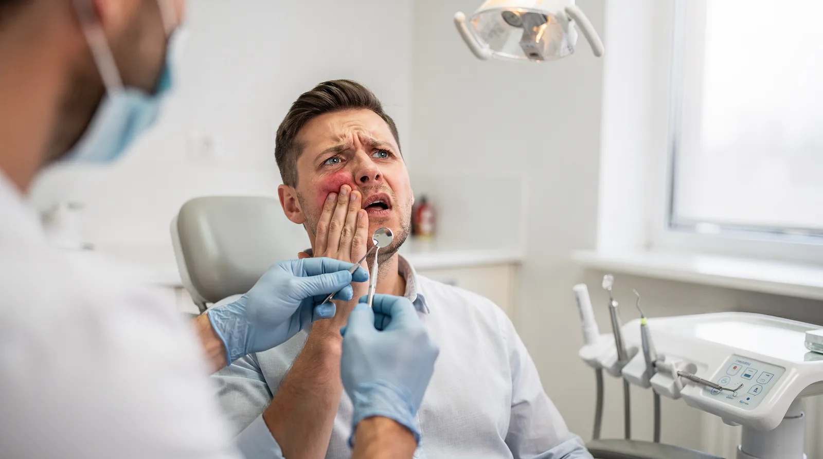 Urgent dental problems include throbbing tooth pain, swelling, broken teeth, infection, a lost crown, wisdom